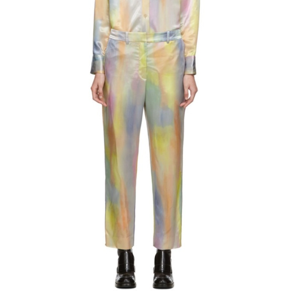 NWT Sies Marjan Multicolor Satin Willa Cropped Trousers Womens Size 8